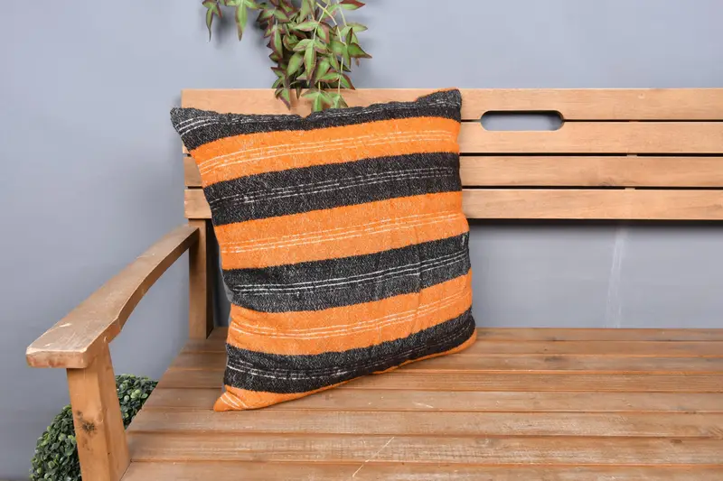 20x20 Orange Cushion, Cushion, Couch Pillow Sham, Throw Kilim Pillow, Vintage Throw Cushion Case, Boho Pillow Sham Cover, Pillow for Sofa - 1