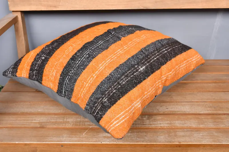 20x20 Orange Cushion, Cushion, Couch Pillow Sham, Throw Kilim Pillow, Vintage Throw Cushion Case, Boho Pillow Sham Cover, Pillow for Sofa - 2