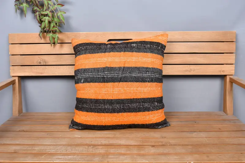20x20 Orange Cushion, Cushion, Couch Pillow Sham, Throw Kilim Pillow, Vintage Throw Cushion Case, Boho Pillow Sham Cover, Pillow for Sofa - 6