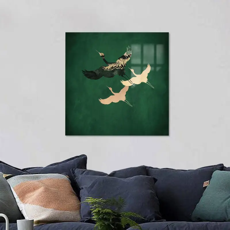 モダンな鶴のキャンバス: 抽象的なミニマルアートプリント