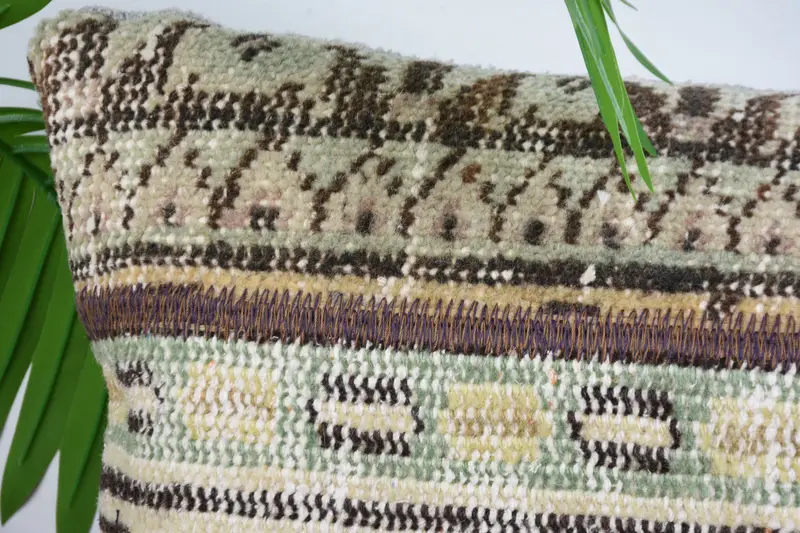 Vintage Kilim Pillow, Cushion Cover, Vintage Pillow, 12x36 Beige Cushion Case, Kilim Cushion Sham, Southwestern Pillow Case, Couch Pillow - 2