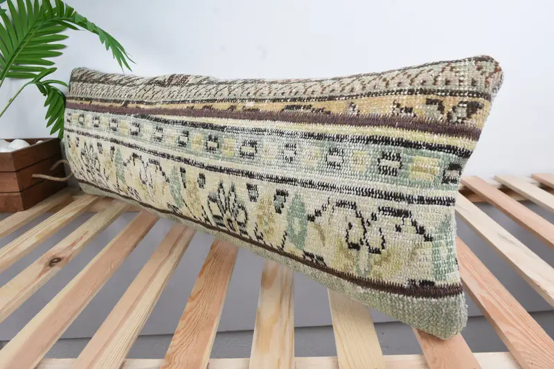 Vintage Kilim Pillow, Cushion Cover, Vintage Pillow, 12x36 Beige Cushion Case, Kilim Cushion Sham, Southwestern Pillow Case, Couch Pillow - 5