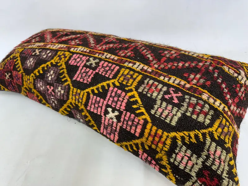 Sofa Bolster Cushion Cover, Vintage Kilim Throw Pillow, Pillow, 16x36 Yellow Cushion Cover, Boho Pillow Sham Cover, Rustic Cushion, Vintage Pillow - 6