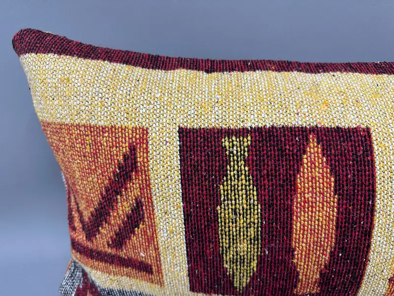 Kilim Pillow Cover, 16x48 Yellow Pillow Cover, Cushion Cover, Interior Designer Pillow, Handmade Kilim Cushion, Vintage Pillow Cover - 5