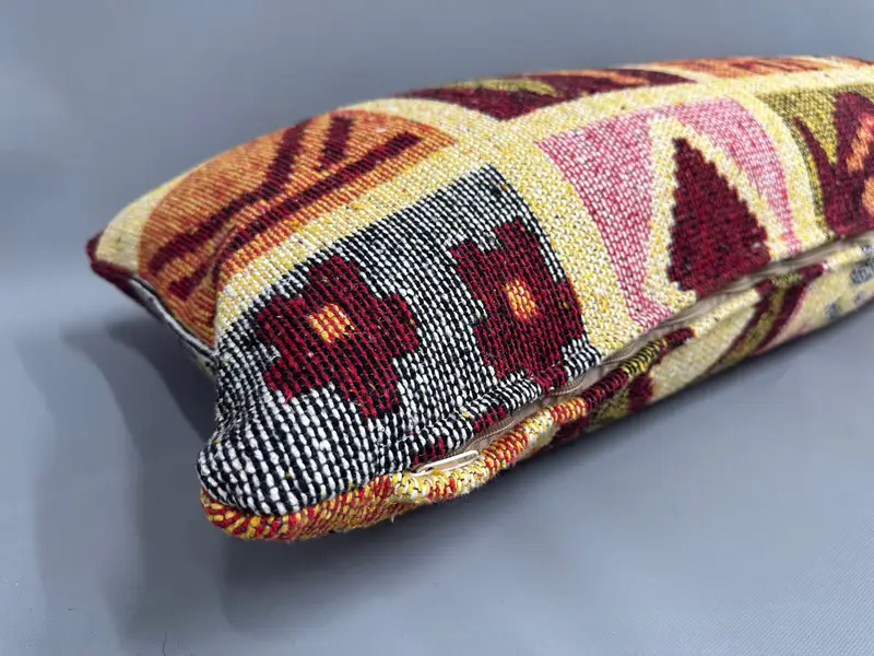Kilim Pillow Cover, 16x48 Yellow Pillow Cover, Cushion Cover, Interior Designer Pillow, Handmade Kilim Cushion, Vintage Pillow Cover - 6