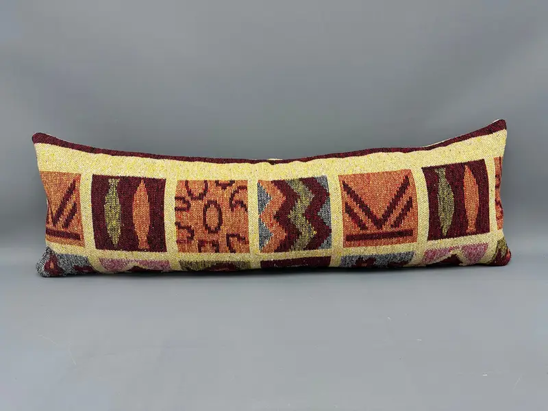 Kilim Pillow Cover, 16x48 Yellow Pillow Cover, Cushion Cover, Interior Designer Pillow, Handmade Kilim Cushion, Vintage Pillow Cover - 4