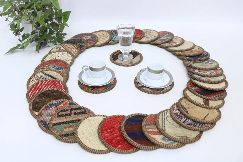 Bohemian Rainbow Round Coaster, Unique Bohemian Coaster