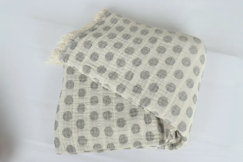 Woven Blanket, Halloween Blanket, 96x70 Cotton Polka Dot Towel, Bridal Shower Gifts, Housewarming Gift, Woven Throw Blanket, Monogram Beach Blanket - 6