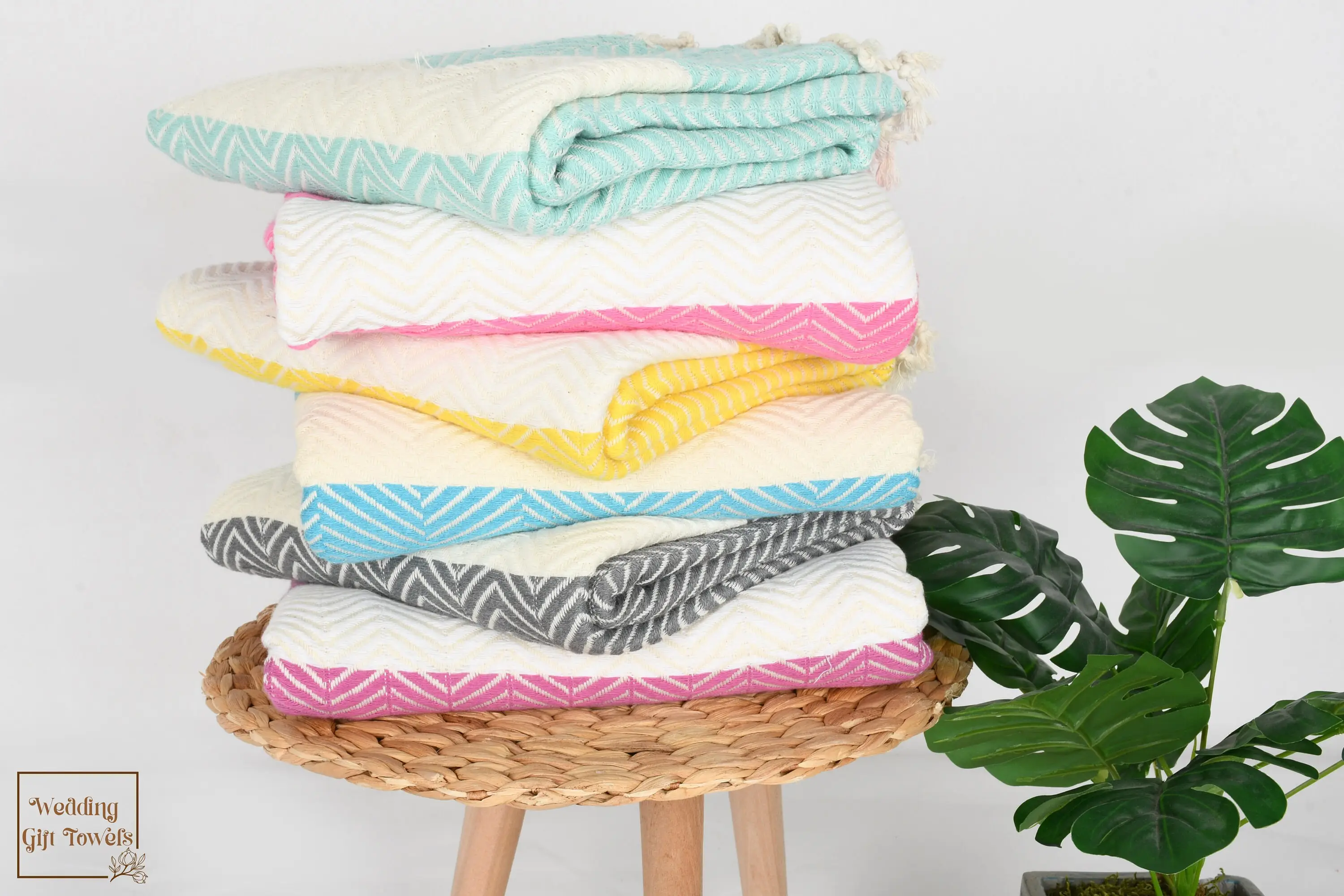 Zig Zag Turkish Cotton Towel Beige, Garden & Outdoor, 40x70 Inches - 1
