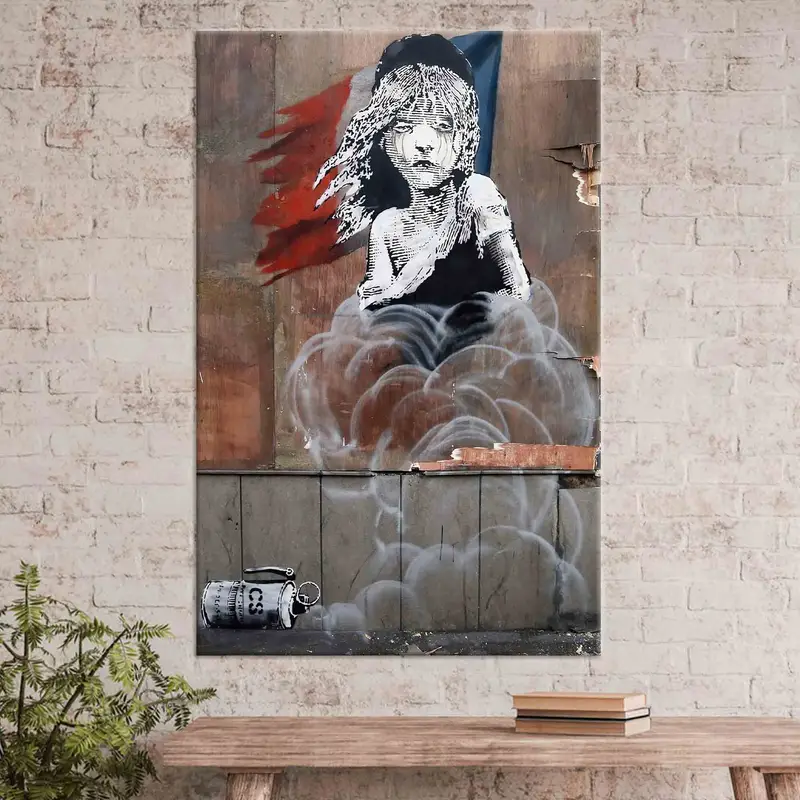 Personalized Gift, Banksy The Miserables, Tear Gas Poster, Banksy Tear Gas Wall Art, Trendy Wall Decor, Banksy Graffiti Art, Large Wall Art, - 1