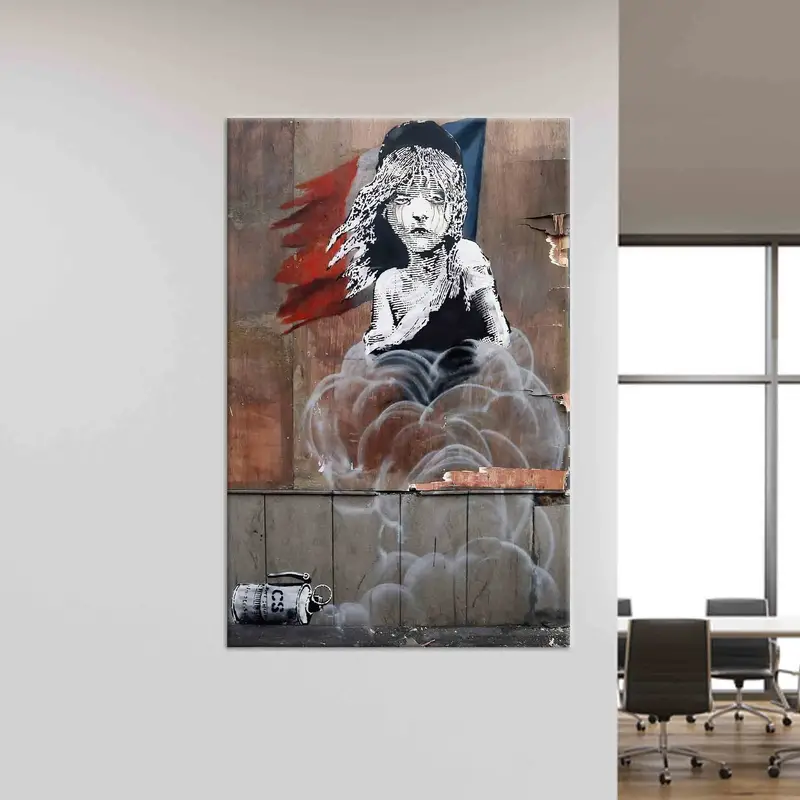 Personalized Gift, Banksy The Miserables, Tear Gas Poster, Banksy Tear Gas Wall Art, Trendy Wall Decor, Banksy Graffiti Art, Large Wall Art, - 4