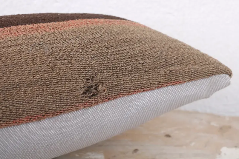 Kilim Pillow, Knitted Cushion Cover, Handmade Kilim Cushion, Vintage Pillow, Outdoor Patio Cushion Case, 8x16 Brown Pillow Case, Pillow Sham - 6