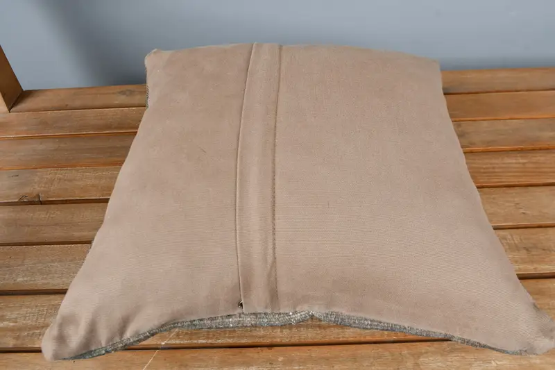 Handmade Kilim Cushion, 16x16 Brown Pillow, Art Deco Cushion Cover, One Of A Kind Cushion Case, Antique Pillows, Throw Kilim Pillow, Cushion Cover - 5