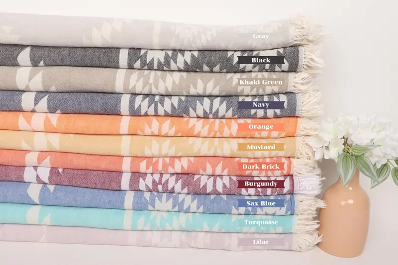 Shower Curtain, Housewarming Gift, 84x56 Cotton Kilim Towel, Woven Blanket, Bedspread Quenn, Woven Throw Blanket, Customized Turkish Blanket - 1