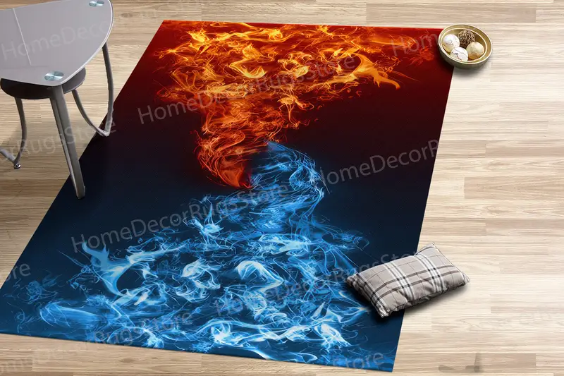 Alfombra estampada Elemental Clash: fuego, agua, hielo, calor, frío