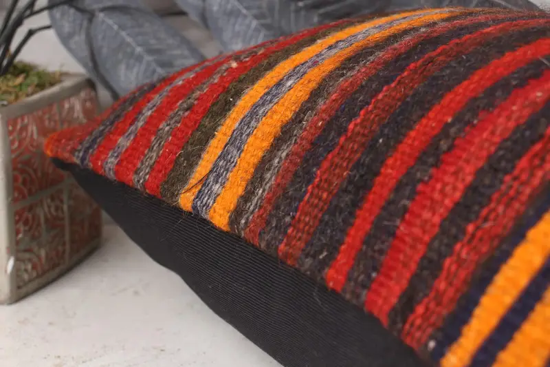 Toss Cushion Cover, Kilim Pillow Cover, 12x24 Red Pillow, One Of A Kind Pillow Case, Pillow for Sofa, Cushion Cover, Kilim Cushion Sham - 7