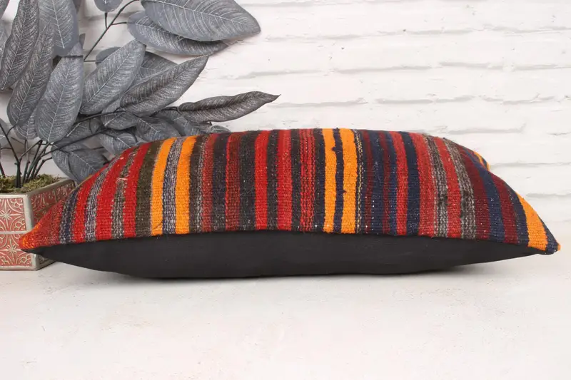 Toss Cushion Cover, Kilim Pillow Cover, 12x24 Red Pillow, One Of A Kind Pillow Case, Pillow for Sofa, Cushion Cover, Kilim Cushion Sham - 5