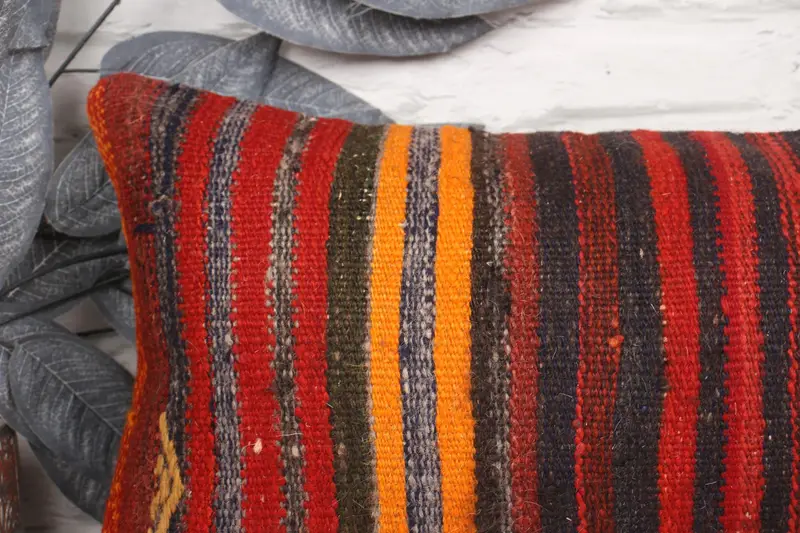 Toss Cushion Cover, Kilim Pillow Cover, 12x24 Red Pillow, One Of A Kind Pillow Case, Pillow for Sofa, Cushion Cover, Kilim Cushion Sham - 2