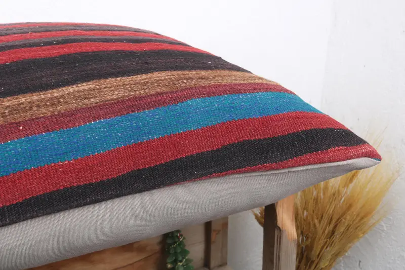 Pillow Cover, 24x24 Red Cushion Cover, Nomadic Pillow Cover, Turkish Kilim Pillow, Boho Pillow Sham Cover, Retro Cushion Case, Vintage Pillow - 6