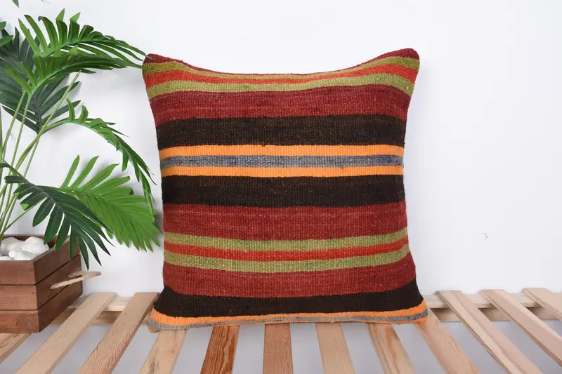 Boho Pillow Sham Cover, 20x20 Red Pillow Case, Handmade Cushion Case, Kilim Pillow Cover, Turkish Kilim Pillow, Pillow Sham, Boho Chic Pillow Cover - 1