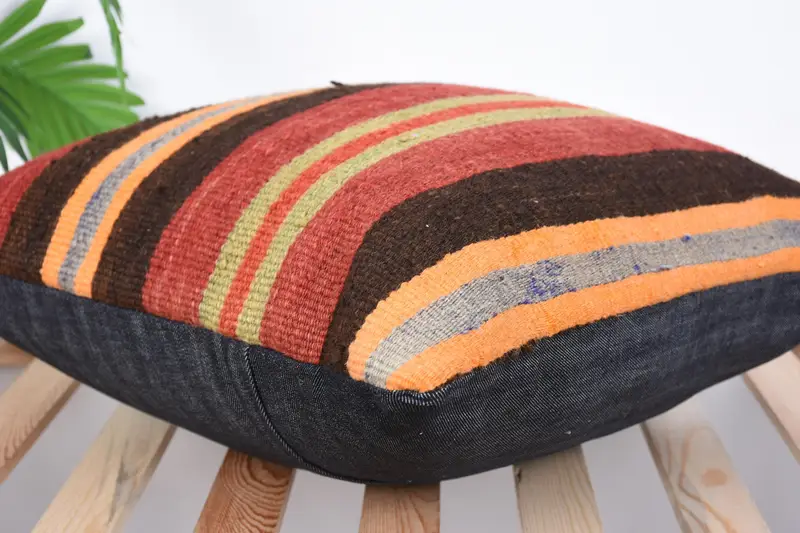 Boho Pillow Sham Cover, 20x20 Red Pillow Case, Handmade Cushion Case, Kilim Pillow Cover, Turkish Kilim Pillow, Pillow Sham, Boho Chic Pillow Cover - 6