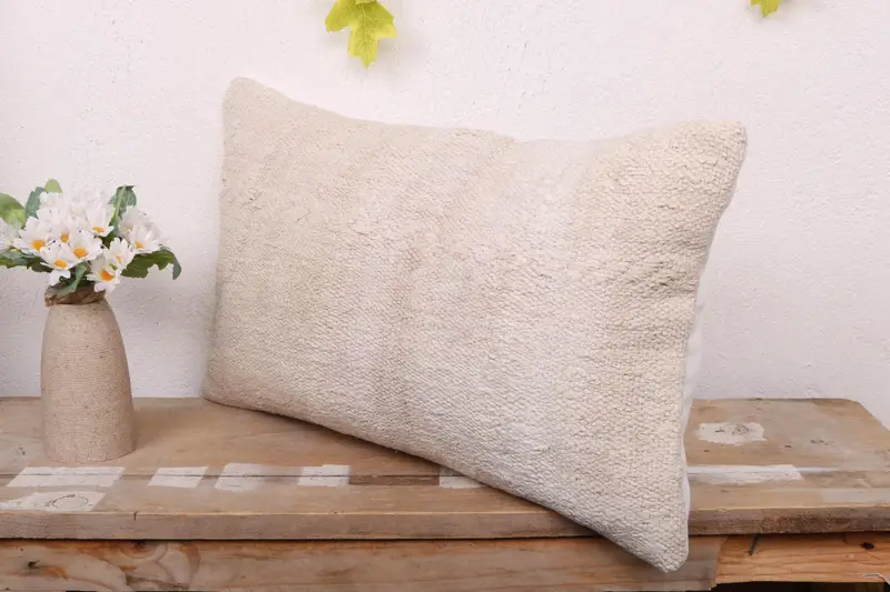 Ethnical Kilim Rug Pillow, Antique Pillows, Aesthetic Pillow Sham, 12x20 White Pillow Sham, Pillow Case, Home Decor Pillow - 4