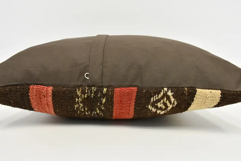 Vintage Kilim Pillow, Gift Pillow, 20x20 Brown Cushion Case, Ethnic Throw Cushion Cover, Kilim Pillow, Pillow Cover, Bench Pillow Case - 6