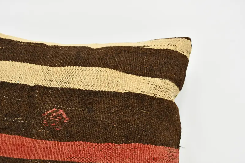 Vintage Kilim Pillow, Gift Pillow, 20x20 Brown Cushion Case, Ethnic Throw Cushion Cover, Kilim Pillow, Pillow Cover, Bench Pillow Case - 2