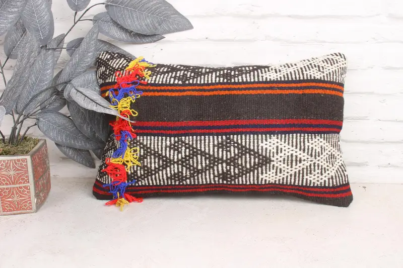 Shabby Chic Cushion Cover, Cushion Case, 12x20 White Cushion Case, Pillow for Couch, One Of A Kind Pillow Cover, Boho Pillow, Kilim Cushion Sham - 1