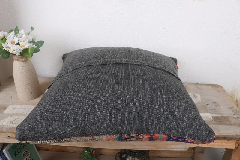 Nomadic Cushion Cover, Boho Pillow, Turkish Kilim Pillow, Pillow, Sustainable Cushion Cover, 16x16 Blue Pillow Sham, Turkish Pillow - 7