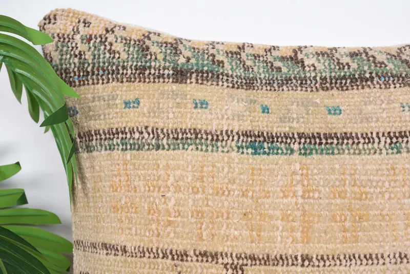 Colorful Cushion Cover, Throw Kilim Pillow, Kilim Pillow, Knitted Cushion, Boho Pillow Sham Cover, Cushion Cover, 16x16 Beige Pillow Sham - 2