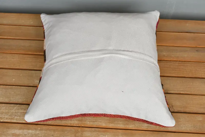 Cushion, Boho Pillow, Turkish Kilim Pillow, 16x16 White Cushion Cover, Kilim Cushion Sham, Accent Cushion Case, Handmade Throw Cushion Case - 5