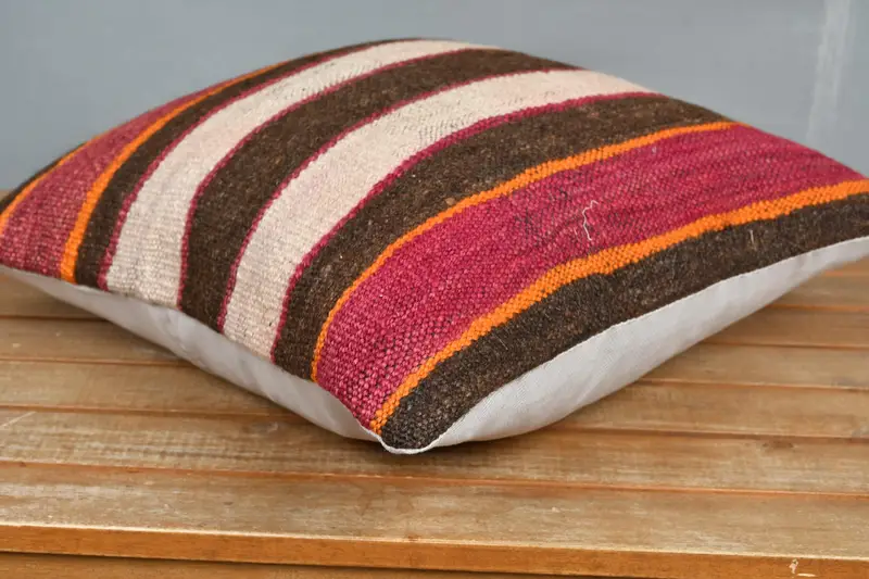 Cushion, Boho Pillow, Turkish Kilim Pillow, 16x16 White Cushion Cover, Kilim Cushion Sham, Accent Cushion Case, Handmade Throw Cushion Case - 4