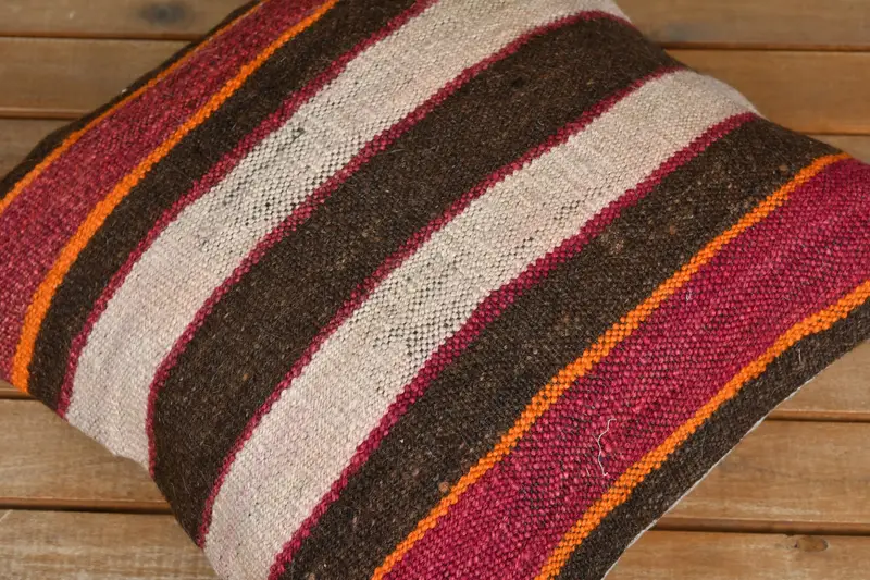 Cushion, Boho Pillow, Turkish Kilim Pillow, 16x16 White Cushion Cover, Kilim Cushion Sham, Accent Cushion Case, Handmade Throw Cushion Case - 3
