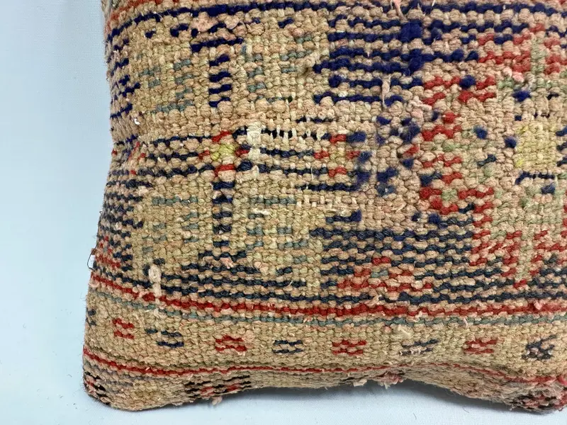 Handmade Rug Seat Pillow Case, Cushion Case, 12x12 Blue Cushion Cover, Turkish Kilim Pillow, Pillow for Couch, Home Decor Pillow - 2