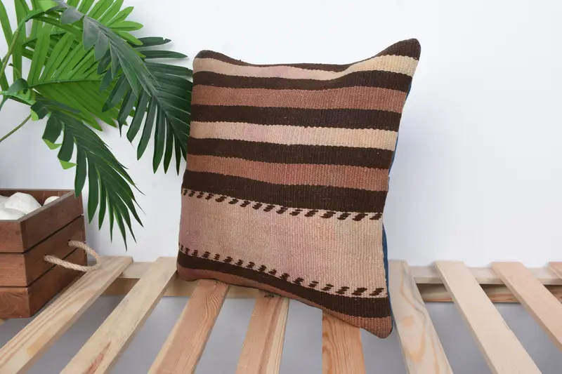 Interior Designer Pillow, 14x14 Beige Pillow Case, Antique Pillows, Pillow Cover, Vintage Kilim Pillow, Office Chair Pillow Case - 5