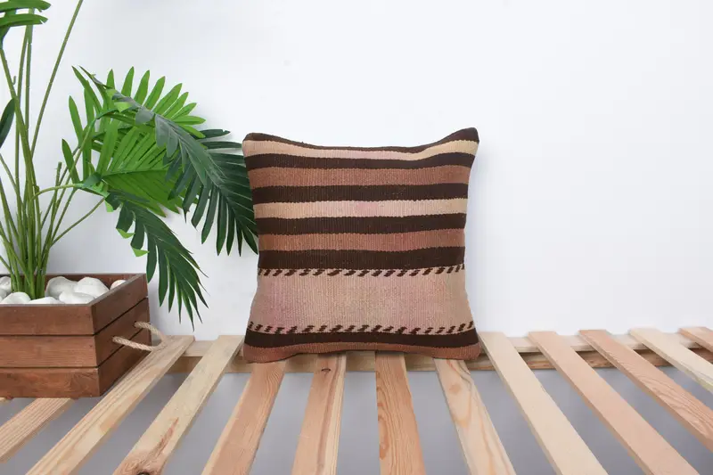 Interior Designer Pillow, 14x14 Beige Pillow Case, Antique Pillows, Pillow Cover, Vintage Kilim Pillow, Office Chair Pillow Case - 1