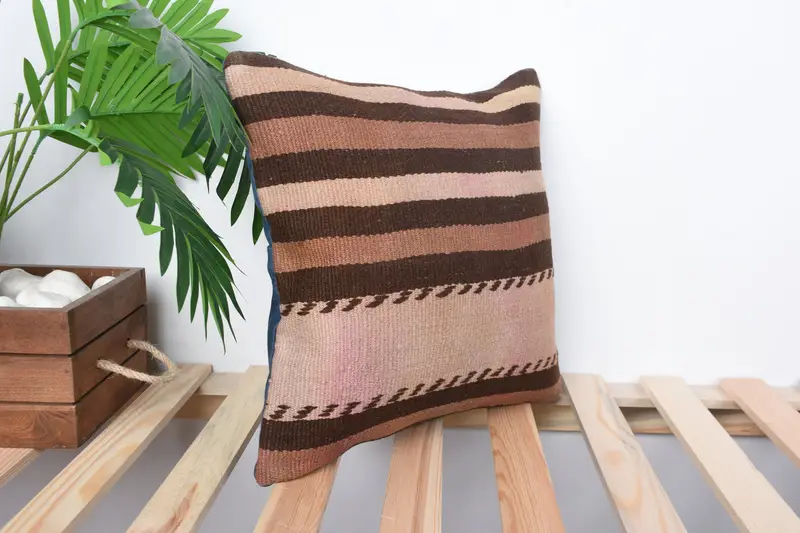 Interior Designer Pillow, 14x14 Beige Pillow Case, Antique Pillows, Pillow Cover, Vintage Kilim Pillow, Office Chair Pillow Case - 4