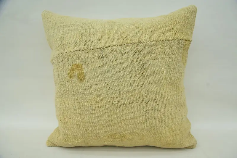 Home Decor Pillow, 16x16 Beige Pillow Case, Anatolian Cushion Cover, Cushion Case, Knitted Pillow Case, Kilim Pillow Cover, Gift Pillow - 4