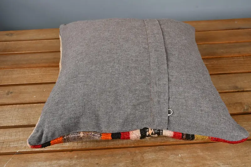 Garden Pillow Case, Traditional Cushion, Boho Pillow, 14x14 Orange Cushion Cover, Ethnical Kilim Rug Pillow, Pillow, Handmade Kilim Cushion - 5