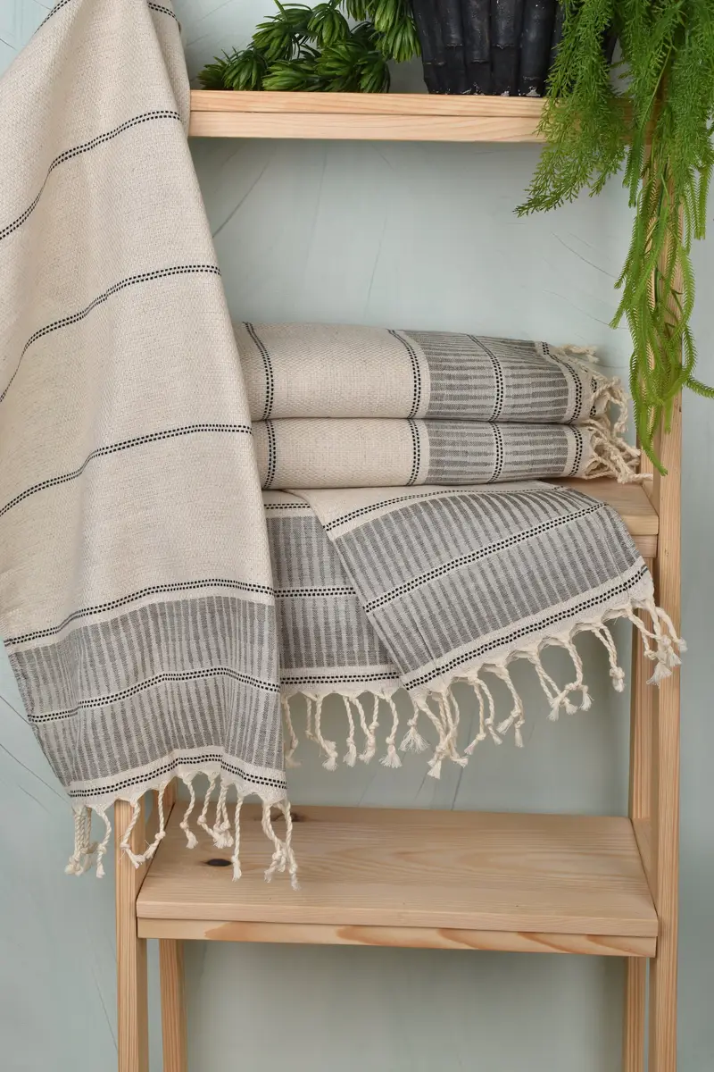Wedding Gift, Embroidery Towel, Small Bath Towels, 40x20 Linen Striped Towel, Kitchen Towel, Bachelorette Towel, Gym Towel, Bachelorette Gifts - 6