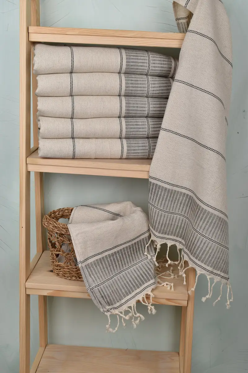 Wedding Gift, Embroidery Towel, Small Bath Towels, 40x20 Linen Striped Towel, Kitchen Towel, Bachelorette Towel, Gym Towel, Bachelorette Gifts - 3