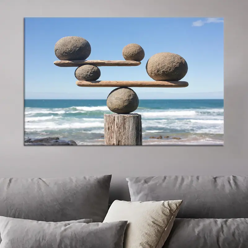 Moderne Meditationsleinwand: Werten Sie Ihr Büro mit Artistic Stones Balance auf