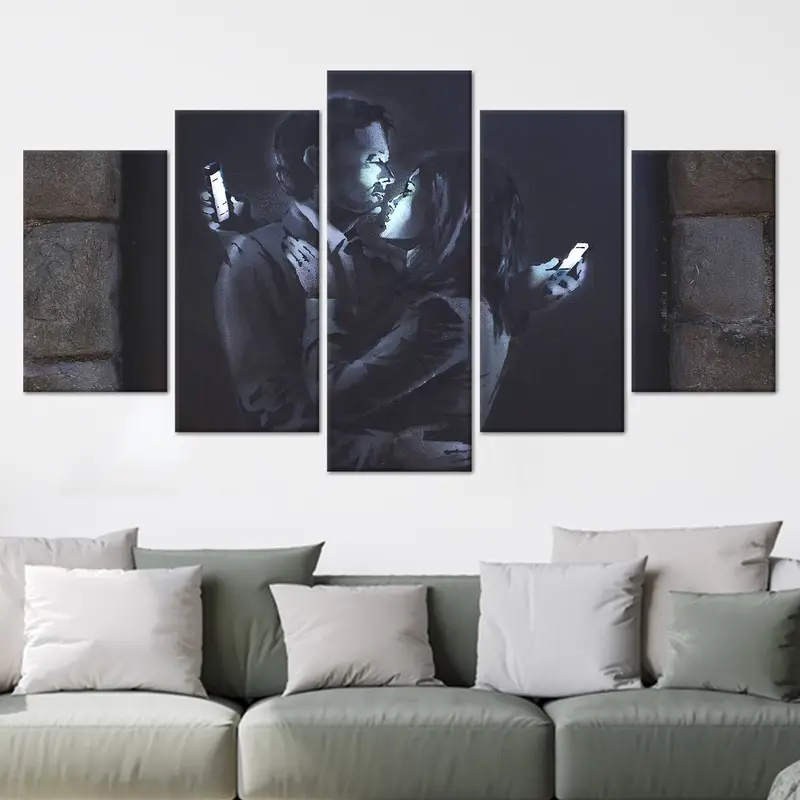 Künstlerische Leinwand: Von Banksy inspirierter Paar-Graffiti-Druck