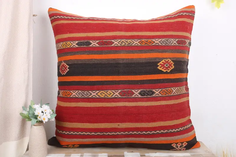 Pillow for Sofa, Pillow for Couch, Cushion, Bench Pillow, 28x28 Red Cushion, Traditional Pillow Case, Boho Pillow Sham Cover, Neutral Pillow Case - 2