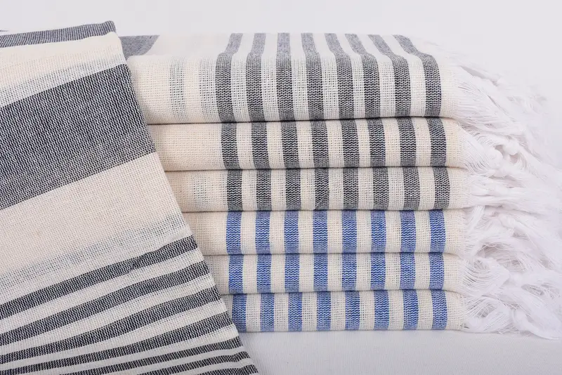 Personalized Beach Towel Black Stripes, 70x40 Inches, Organic Cotton