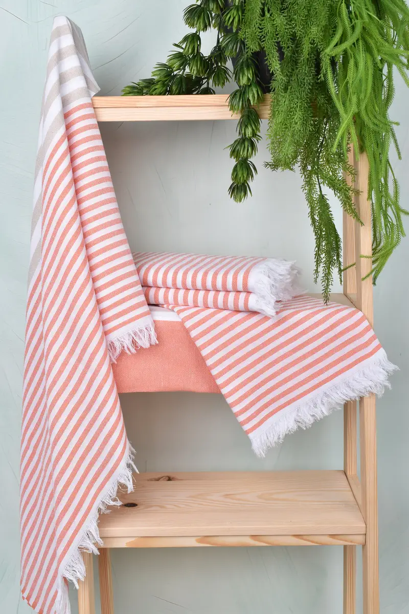 Sand-resistant towel, Embroidered Towel, Customized Towels, 70x40 Cotton Striped Towel, Beach towel, Girl Trip Party Favor, Handwoven Turkish Towel - 6