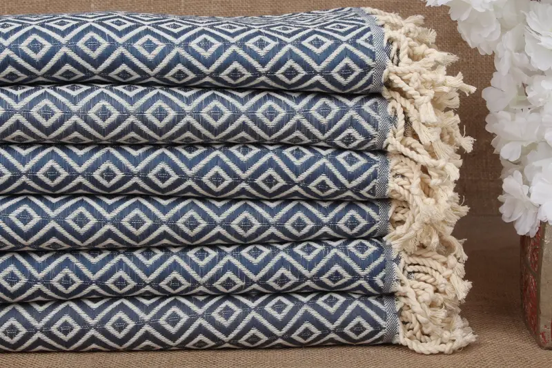 バチェロレッテ タオル トルコ綿 ペトロール ブルー ダイヤモンド、40x71 インチ