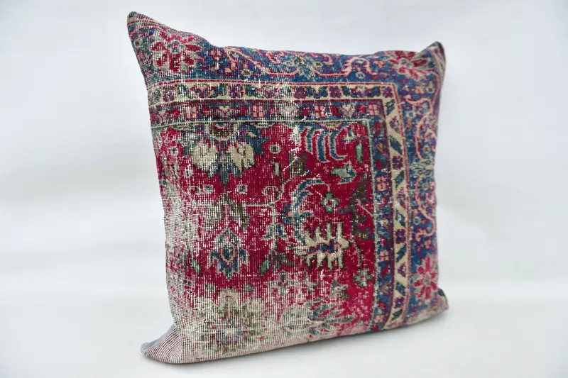 Vintage Kilim Pillow, 32x32 Red Cushion, Kilim Cushion Sham, Ethnical Kilim Rug Pillow, Boho Chic Cushion Case, Cushion - 3