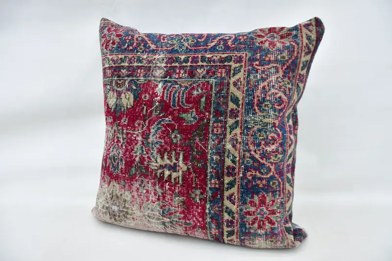 Vintage Kilim Pillow, 32x32 Red Cushion, Kilim Cushion Sham, Ethnical Kilim Rug Pillow, Boho Chic Cushion Case, Cushion - 5